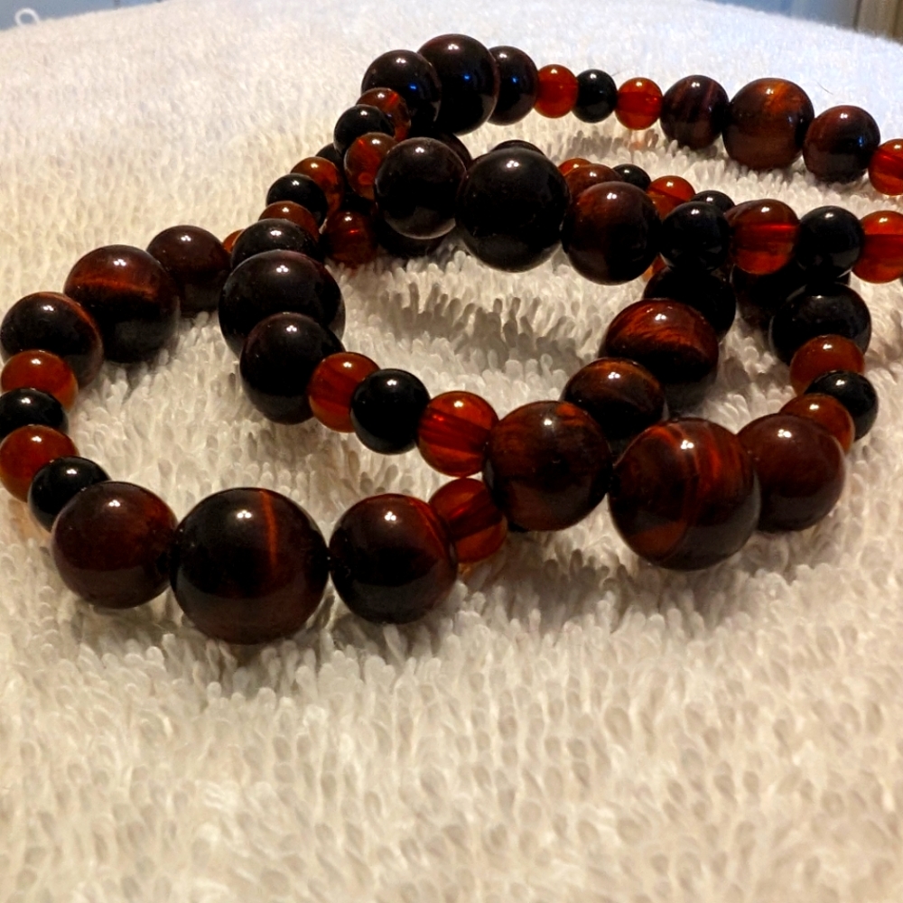 Vintage Trio of Tiger-Eye Bracelets